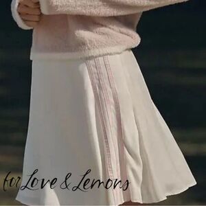 Anthropologie x For Love and Lemons Kimmy White Mini Skirt Contrast Stripe XS